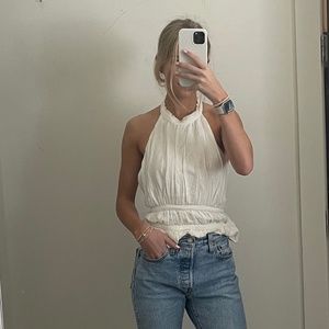 free people white open back blouse